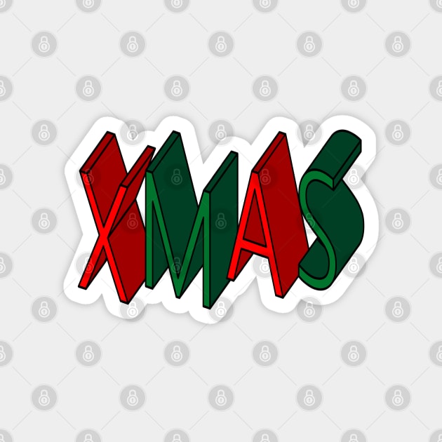 Xmas, Red and Green Word Art Magnet by OneThreeSix