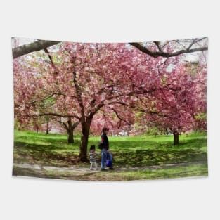 Spring - Enjoying the Cherry Trees Tapestry