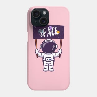 Cute Astronaut Holding Space Board Cartoon Phone Case