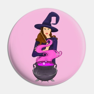 Witch Brewing Potions Pin