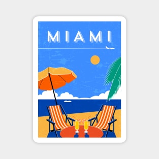 Miami beach, USA - Retro travel minimalistic poster Magnet