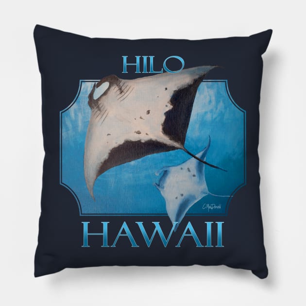 Hilo Hawaii Manta Rays Sea Rays Ocean Pillow by CMacDonaldArt