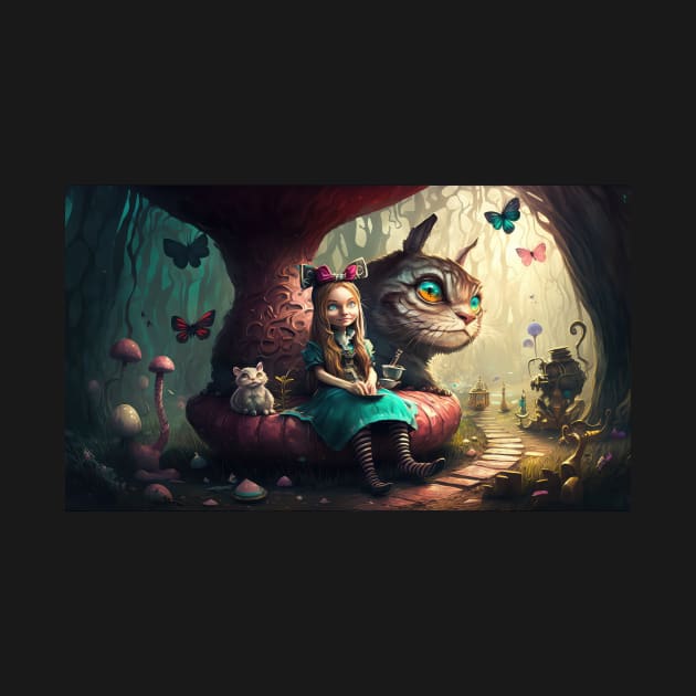 Alice in Wonderland. "Tea Party with the Mad Hatter and the Cheshire Cat" by thewandswant