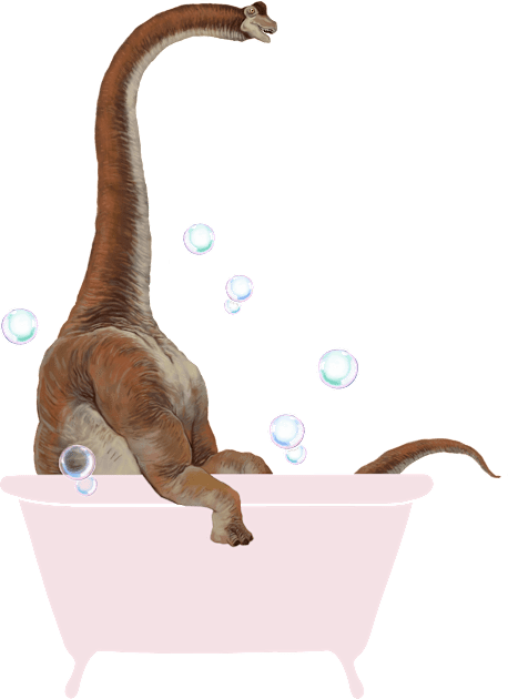 Brachiosaurus in Bathtub Kids T-Shirt by bignosework