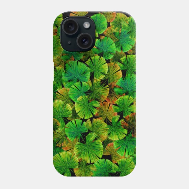 Tropical Green Palm leaf pattern painting Phone Case by Dezigner007