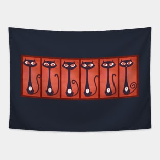 Red Tiki Cats! Tapestry