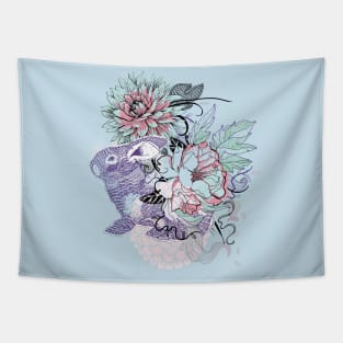 Floral Rabbit Tapestry