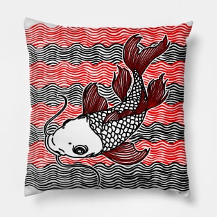 Koi Fish Great Wave Tattoo V2 Pillow