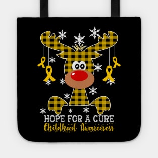 Reindeer Hope For A Cure Childhood  Awareness Christmas Tote