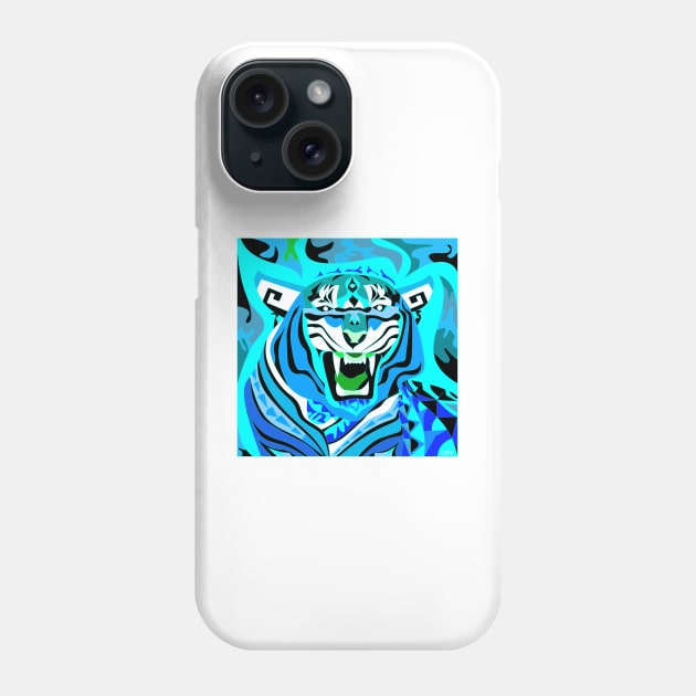 bengal tiger in ecopop art in zentangle of colors Phone Case by jorge_lebeau