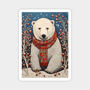 Polar Bear in Scarf Funny Christmas Gift Magnet