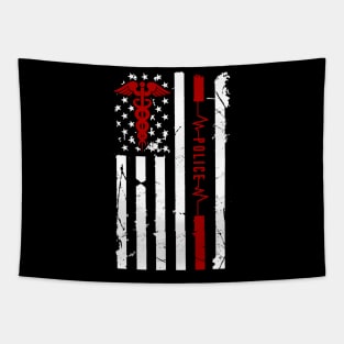 Police Heartbeat Flag American Tapestry