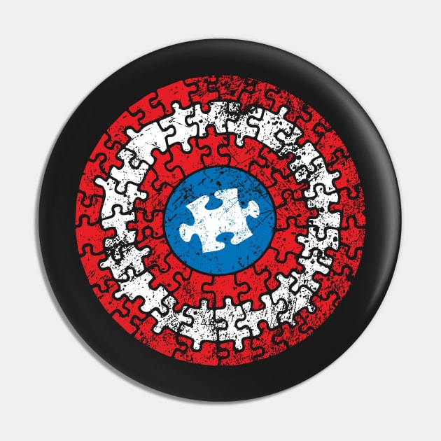 Autistic Superhero Shield Autism Awareness Puzzle Pieces Pin by Xeire