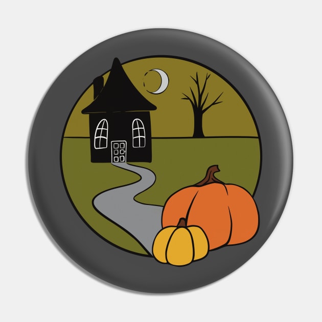 Retro Spooky Season Halloween Scene Pin by SkullFern