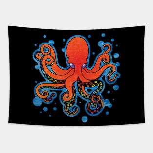 Painted Octopus, Orange Tapestry