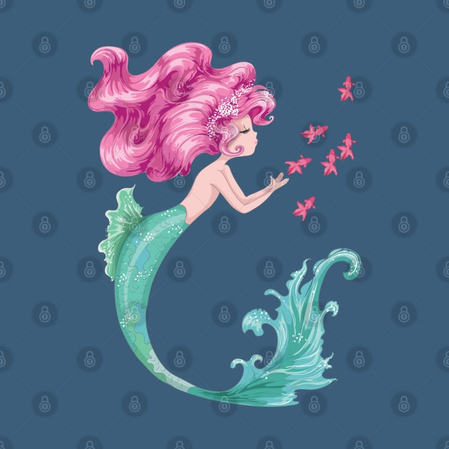 Cartoon Mermaid Pink Hair Fish by Jim N Em Designs