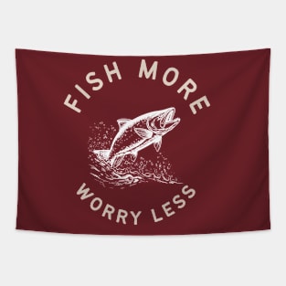 Fish more worry less - retro style fishing Tapestry