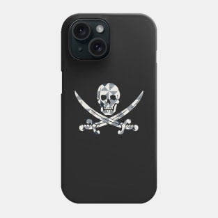 Skull and Crossbones White and Blue Geometric Pattern Phone Case