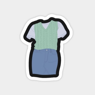 Sweater vest and jean skirt Magnet