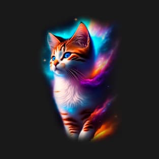 Galaxy Mystical Cat Coloful T-Shirt