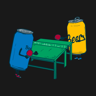 Beer Cans Playing Beer Pong Funny Graphic Design T-Shirt