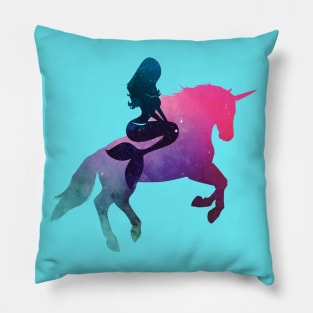 Mermaid Riding Unicorn Pillow