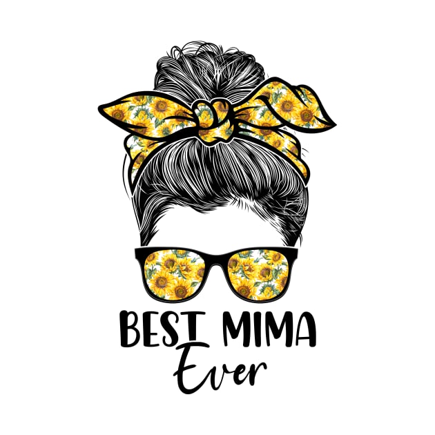 Best Mima Ever Sunflowers Messy Bun Bandana Mother's Day by street shop