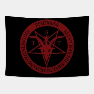 Satan Demands Equal Rights (translucent red) Tapestry