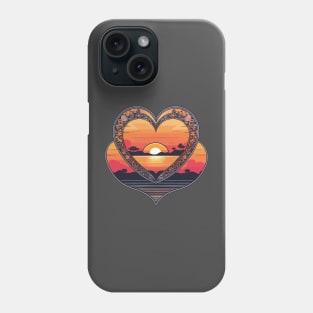 sunset heart Phone Case