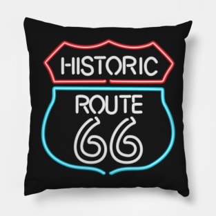 Historic Route 66 Vintage Retro Style Neon Sign Pillow