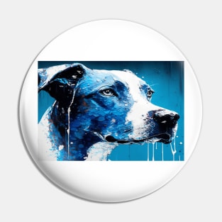 Abstract Splash Painting Of A Dog In Blue And White Colours Pin