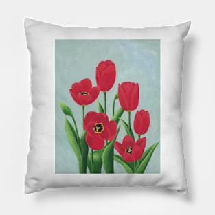 Red Tulips Pillow