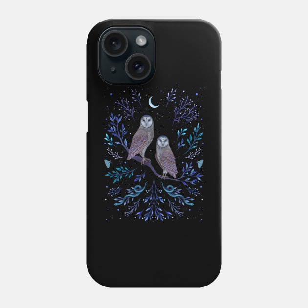 Owls in the Moonlight Phone Case by Episodic Drawing