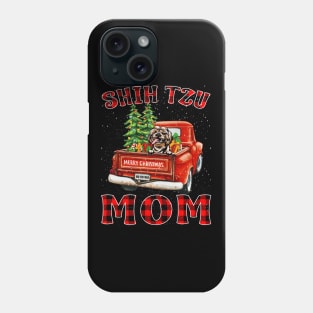 Christmas Shih Tzu Mom Santa Hat Truck Tree Plaid Dog Mom Christmas Phone Case