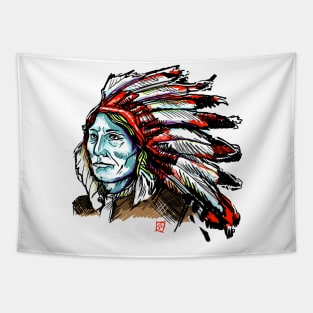 colorful native American with feathers Tapestry