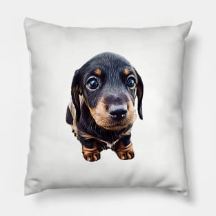 Mini Dachshund Black and Tan Puppy Dog Pillow