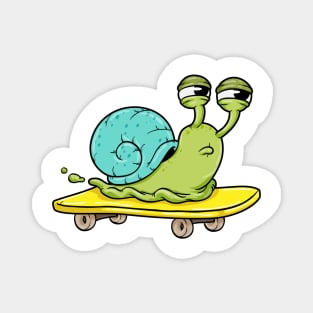 Snail with House as Skater with Skateboard Magnet