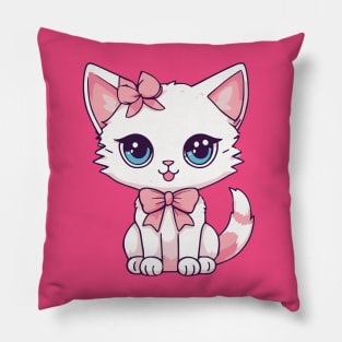 Kawaii White Kitten Pillow