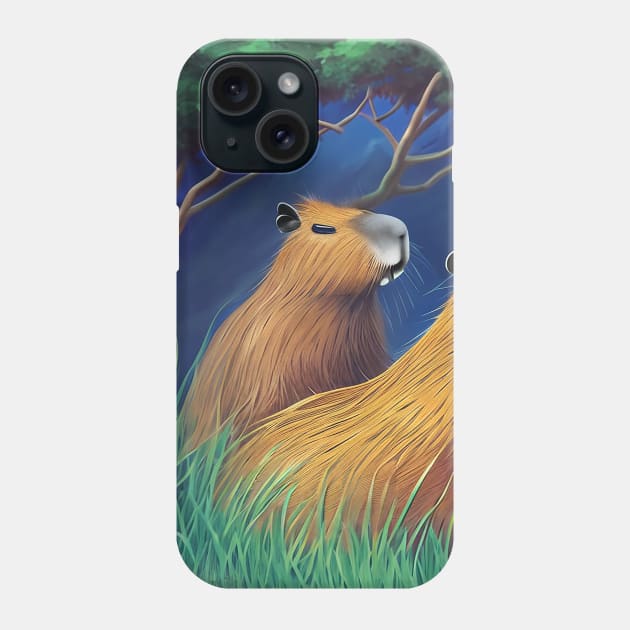 Capybara forest Phone Case by cloudart2868