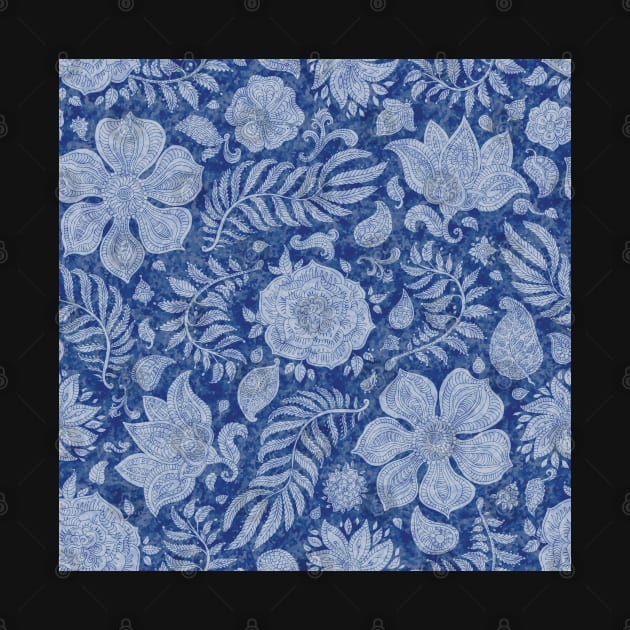 Beautiful Blue Floral Artistic Tapestry by Dibble Dabble Designs