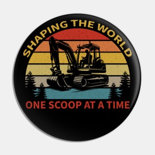 Retro Heavy Equipment Operator Funny Vintage Excavator Driver Pin