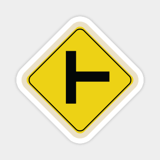 Caution Road Sign Three Way Intersection Magnet