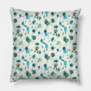 Free splash watercolor ink	green blue Pillow