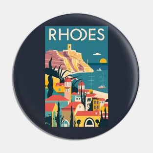 A Vintage Travel Illustration of Rhodes - Greece Pin