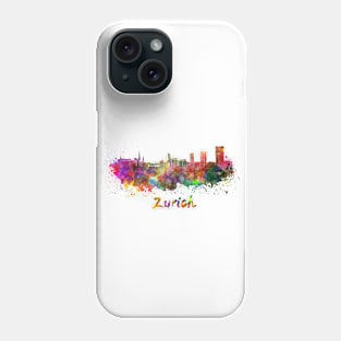 Zurich skyline in watercolor Phone Case