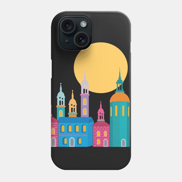 Fantastic City of Towers Under the Moon Phone Case by evisionarts