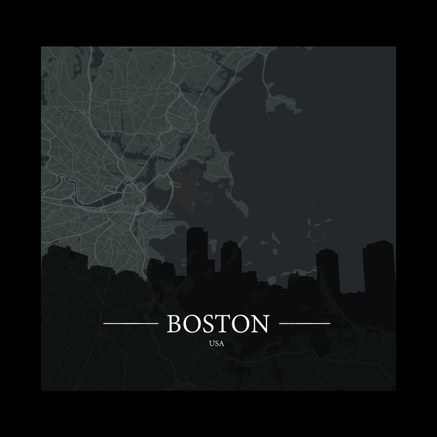 Boston city map with silhouette by Aeons