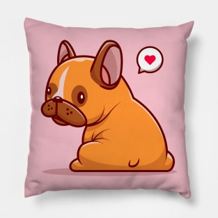 Cute Pug Dog Sitting Cartoon Pillow