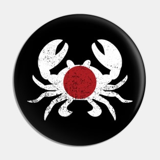 Japan Flag Crab Japanese Culture Distressed Pin