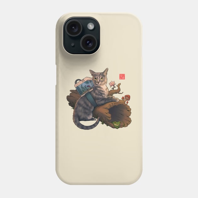 Cat and Betta Fish Nature Adventure Phone Case by DingHuArt